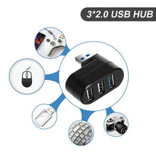Load image into Gallery viewer, USB 2.0 Hub USB Hub 2.0 Multi USB Splitter Hub Rotatable 3 Port Multiple Expander Splitter Mini USB 2.0 Hub Computer Accessories