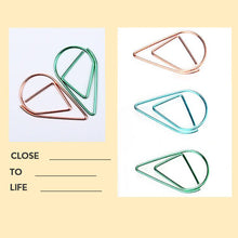 Load image into Gallery viewer, 100Pieces Metal Material Drop Shape Paper Clips Gold Silver Color Kawaii Cute Bookmark Clip Stationery Office School Supplies