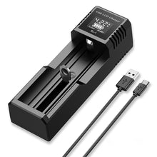 Load image into Gallery viewer, USB LCD Battery Smart Charger 1 / 2 Slots Dual For 18650 3.7V Rechargeable Lithium Battery For 1.2V NI-MH AA / AAA Battery