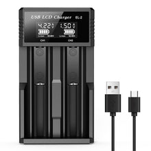 Load image into Gallery viewer, USB LCD Battery Smart Charger 1 / 2 Slots Dual For 18650 3.7V Rechargeable Lithium Battery For 1.2V NI-MH AA / AAA Battery
