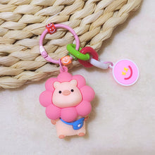 Load image into Gallery viewer, Cartoon Sunflower Little Pig Creative Keychain Pendant Keyrings Women Handbags Backpack Kids Girls Birthday Party Gifts