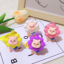 Load image into Gallery viewer, Cartoon Sunflower Little Pig Creative Keychain Pendant Keyrings Women Handbags Backpack Kids Girls Birthday Party Gifts