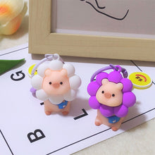 Load image into Gallery viewer, Cartoon Sunflower Little Pig Creative Keychain Pendant Keyrings Women Handbags Backpack Kids Girls Birthday Party Gifts
