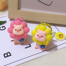 Load image into Gallery viewer, Cartoon Sunflower Little Pig Creative Keychain Pendant Keyrings Women Handbags Backpack Kids Girls Birthday Party Gifts