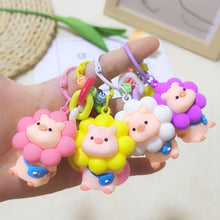 Load image into Gallery viewer, Cartoon Sunflower Little Pig Creative Keychain Pendant Keyrings Women Handbags Backpack Kids Girls Birthday Party Gifts