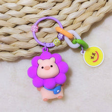 Load image into Gallery viewer, Cartoon Sunflower Little Pig Creative Keychain Pendant Keyrings Women Handbags Backpack Kids Girls Birthday Party Gifts