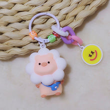 Load image into Gallery viewer, Cartoon Sunflower Little Pig Creative Keychain Pendant Keyrings Women Handbags Backpack Kids Girls Birthday Party Gifts
