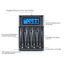 Load image into Gallery viewer, LCD Display AA / AAA Battery USB Charger 4 Slots For NI-MH /NI-CD AA AAA 1.2V Rechargeable Battery Indicator Battery Charger