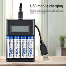 Load image into Gallery viewer, LCD Display AA / AAA Battery USB Charger 4 Slots For NI-MH /NI-CD AA AAA 1.2V Rechargeable Battery Indicator Battery Charger