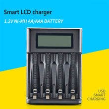 Load image into Gallery viewer, LCD Display AA / AAA Battery USB Charger 4 Slots For NI-MH /NI-CD AA AAA 1.2V Rechargeable Battery Indicator Battery Charger