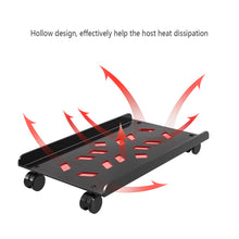 Load image into Gallery viewer, Adjustable Mobile CPU Stand Ventilated Computer Tower Stand PC Tower Stand with 4 Caster Wheels Fits Most PC Under Desk Holder