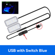 Load image into Gallery viewer, 2Pcs/Set 12V/5V USB LED Car Interior Atmosphere Backlight Ambient Mood Foot Light With Cigarette USB Lighter Decorative Lamp Auto Accessories