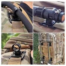 Load image into Gallery viewer, 1PC Outdoor Fan Loadable D-Buckle 360° Rotary Flashlight Water Pipe Clamp Hanging Ring Buckle For MOLLE Webbing