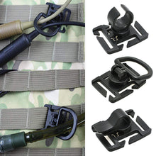 Load image into Gallery viewer, 1PC Outdoor Fan Loadable D-Buckle 360° Rotary Flashlight Water Pipe Clamp Hanging Ring Buckle For MOLLE Webbing