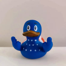Load image into Gallery viewer, Middle Finger Duck Rubber Ducks Finger National Flag Pattern Small Yellow Duck for Desk Car Interior Truck Dashboard Tabletop Decoration