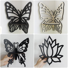 Load image into Gallery viewer, Wooden Butterfly Hollow Crystal Storage Shelf Simple Home Wall Decoration Lotus Corner Home Decoration Bracket Shelf