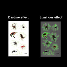 Load image into Gallery viewer, Halloween Spider Web Glow-in-the-dark Face Tattoo Stickers Waterproof Tattoo Sticker Festivals Tattoo Stickers