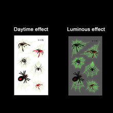 Load image into Gallery viewer, Halloween Spider Web Glow-in-the-dark Face Tattoo Stickers Waterproof Tattoo Sticker Festivals Tattoo Stickers