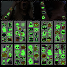 Load image into Gallery viewer, Halloween Spider Web Glow-in-the-dark Face Tattoo Stickers Waterproof Tattoo Sticker Festivals Tattoo Stickers