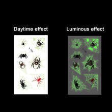 Load image into Gallery viewer, Halloween Spider Web Glow-in-the-dark Face Tattoo Stickers Waterproof Tattoo Sticker Festivals Tattoo Stickers