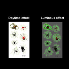 Load image into Gallery viewer, Halloween Spider Web Glow-in-the-dark Face Tattoo Stickers Waterproof Tattoo Sticker Festivals Tattoo Stickers