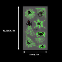 Load image into Gallery viewer, Halloween Spider Web Glow-in-the-dark Face Tattoo Stickers Waterproof Tattoo Sticker Festivals Tattoo Stickers