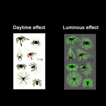 Load image into Gallery viewer, Halloween Spider Web Glow-in-the-dark Face Tattoo Stickers Waterproof Tattoo Sticker Festivals Tattoo Stickers