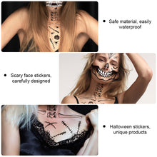 Load image into Gallery viewer, Halloween Funny Skull Scar Tattoo Stickers Masquerade Scar Scary Waterproof Sweatproof Face Tattoo Stickers