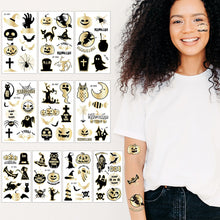 Load image into Gallery viewer, Halloween Black Ironing Powder Tattoo Stickers Cartoon Glitter Holiday Party Face Stickers Tattoo Stickers
