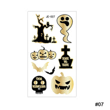 Load image into Gallery viewer, Halloween Black Ironing Powder Tattoo Stickers Cartoon Glitter Holiday Party Face Stickers Tattoo Stickers