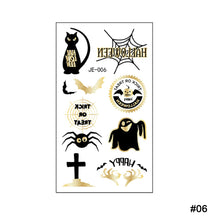 Load image into Gallery viewer, Halloween Black Ironing Powder Tattoo Stickers Cartoon Glitter Holiday Party Face Stickers Tattoo Stickers