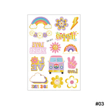Load image into Gallery viewer, HIPPIE Peace Love Gold Powder Tattoo Stickers Hippie Party Waterproof Sweatproof Butterfly Flower Tattoo Stickers