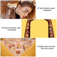 Load image into Gallery viewer, Autumn Gold Pink Face Tattoo Stick Autumn Harvest Maple Leaf Party Hot Gold Waterproof Tattoo Stickers