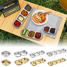 Load image into Gallery viewer, Stainless Steel Camping Seasoning Plate Tray Sauce Dish Spice Plates Pepper Roast Meat Sauce Dishes Bowl BBQ Tableware