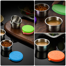 Load image into Gallery viewer, 1.35oz/40ml Reusable 304 Stainless Steel Salad Sauce Container with Lids Leakproof Camping Hiking Picnic Outdoor Sauce Dispenser