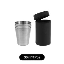 Load image into Gallery viewer, 4Pcs/Set 30ml/70ml/170ml Outdoor Camping Cup Stainless Steel Travel Cups With PU Case Whiskey Beer Cups Mug Drinkware Bar Supplies