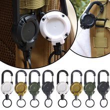 Load image into Gallery viewer, Heavy Duty Retractable Buckle Rope Camping Supplies Wire Rope Luya Anti-theft Tactical Carabiner Keychain Telescopic Hook Tool