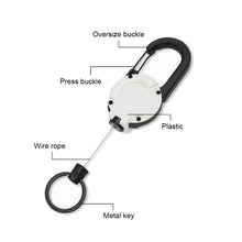 Load image into Gallery viewer, Heavy Duty Retractable Buckle Rope Camping Supplies Wire Rope Luya Anti-theft Tactical Carabiner Keychain Telescopic Hook Tool