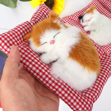 Load image into Gallery viewer, Simulation Mini Cat Cloth Pad Plush Cats Children Birthday Gifts Creative Imitation Ornaments Home Fireplace Decoration Supplies
