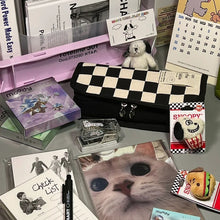 Load image into Gallery viewer, Large Capacity Pencil Case Simple Checkerboard Lattice Pencil Bag Stationery Student Canvas Estuche Multifuncional Lapices