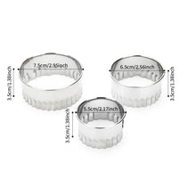 Load image into Gallery viewer, 3PCS Round Stainless Steel Biscuit Mold Dumpling Skin Cutting Mold DIY Biscuit Pastry Cake Baking Tools Kitchen Baking Gadget