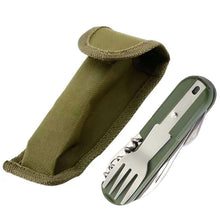 Load image into Gallery viewer, 7 In 1 Multifunctional Stainless Steel Outdoor Picnic Tableware Foldable Fork Spoon Knife Camping Hiking Travelling Dinnerware