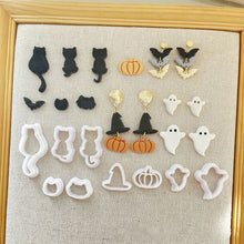Load image into Gallery viewer, Halloween Series Mini Clay Cutter Mold Different Shaped Polymer Clay Molds Diy Ghost Bat Cat Earrings Jewelry Pendant Making Tools