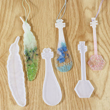Load image into Gallery viewer, Silicone Bookmark Mold DIY Bookmark Mould For Resin Casting Including Feather Musical Instrument Pipa Shape
