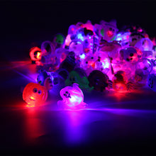Load image into Gallery viewer, 5Pcs LED Light Halloween Ring Glowing Pumpkin Ghost Skull Rings Kids Gift Halloween Party Decoration for Home Horror Props Supplies