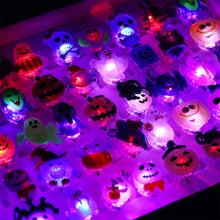Load image into Gallery viewer, 5Pcs LED Light Halloween Ring Glowing Pumpkin Ghost Skull Rings Kids Gift Halloween Party Decoration for Home Horror Props Supplies