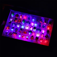 Load image into Gallery viewer, 5Pcs LED Light Halloween Ring Glowing Pumpkin Ghost Skull Rings Kids Gift Halloween Party Decoration for Home Horror Props Supplies