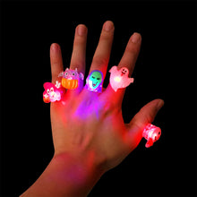 Load image into Gallery viewer, 5Pcs LED Light Halloween Ring Glowing Pumpkin Ghost Skull Rings Kids Gift Halloween Party Decoration for Home Horror Props Supplies