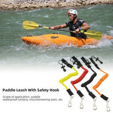 Load image into Gallery viewer, Kayak Accessories Elastic Adjustable Kayak Paddle Leash With Safety Hook Fishing Rod Pole Coiled Lanyard Cord Tie Rope Rowing