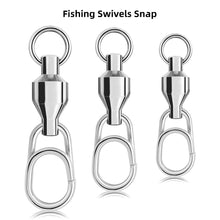 Load image into Gallery viewer, 1Pc Stainless Steel Bearing Swivel Oval Split Rings Hooked Snap Rolling Swivel Lure Connector Fishing Accessories